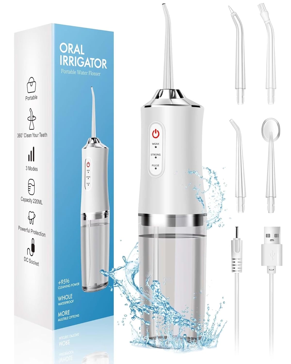 Water Flosser Cordless - قطن الأسنان المائي - 4 طائرات