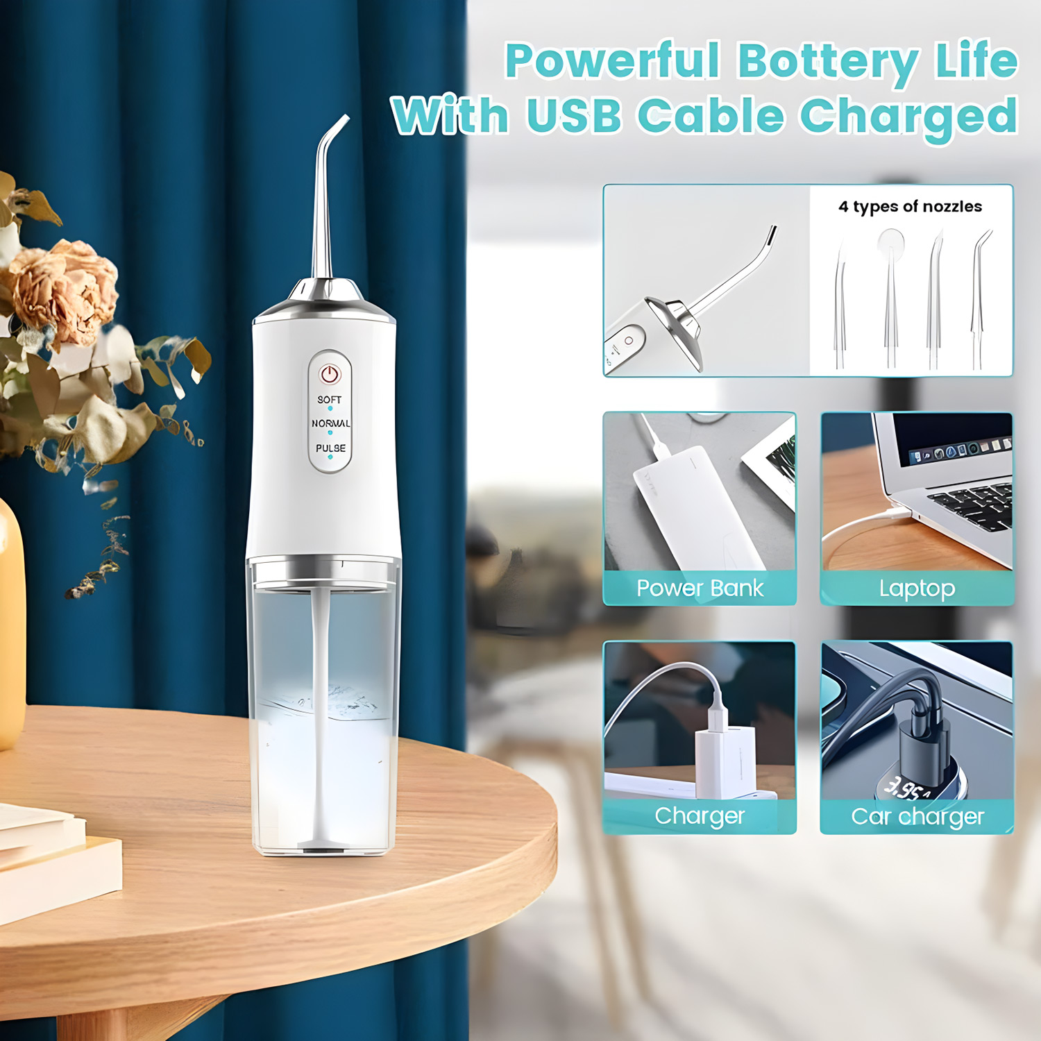جهاز تنظيف الأسنان المحمول قاب - مراجعة Water Flosser Cordless وسعره